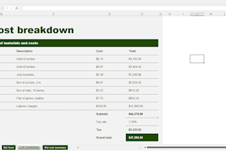 build an excel bom and product costing calculator