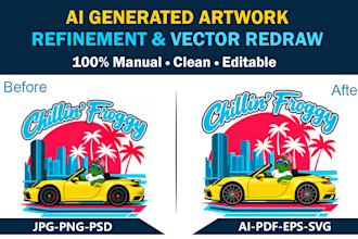 refine ai generated designs and manually redraw vector artwork