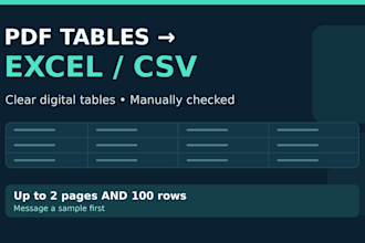 convert clear digital PDF tables to excel or CSV