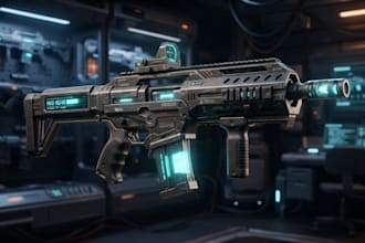 create 3d game weapon, fps weapon, sci fi weapon, 3d gun model, 3d game assets