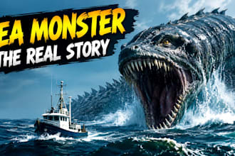 design a realistic sea monster youtube thumbnail