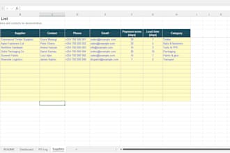 build an excel purchase order and supplier tracker