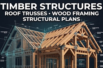 design timber structures, roof trusses, wood framing and structural plans