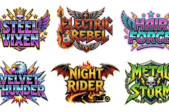 do glam metal, hair metal, hard rock and 80s metal logo
