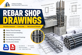 create rebar shop drawing, reinforcement detailing, concrete structural drawing