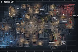 create 3d fps game map, 3d game assets, 3d level design, unreal engine 5, unity
