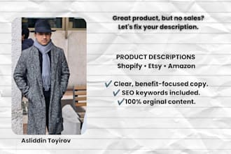 write product descriptions for amazon shopify and etsy