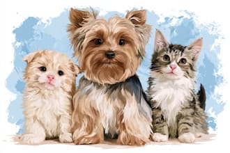 draw cartoon illustration portrait for dog, cat or any pet