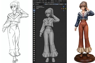 convert 2d to 3d model 2d photo to 3d figure stl  blender zbrush 3d printing