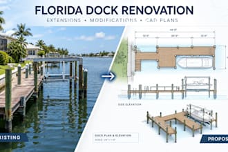 draft florida dock renovation extension and waterfront cad plans
