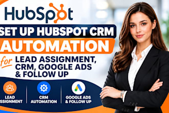 set up hubspot crm automation  for lead assignment, crm goggle ads and follow up