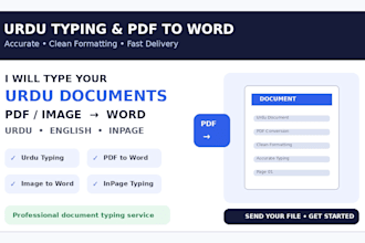 type urdu in word or inpage and convert PDF to word