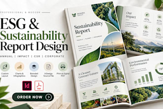 design esg sustainability annual impact report layout in adobe indesign plus PDF