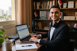manually transcribe english or arabic audio and video