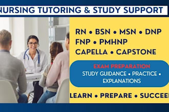provide online nursing tutoring for rn bsn msn dnp fnp and pmhnp