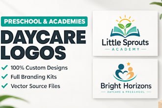 create premium preschool nursery and daycare logo branding kit
