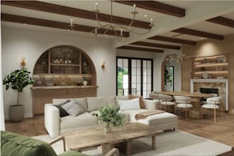 create 3d rendering interior, exterior house, apartment