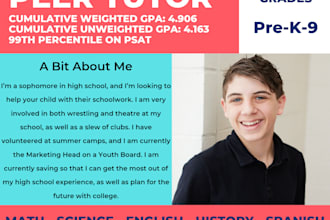 tutor your child in classes up to a freshman level