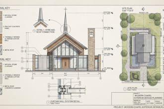design church architecture, building floor plans and realistic 3d visualization