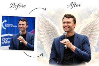 add realistic angel wings to your photo for a memorial photo