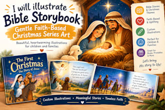 illustrate bible storybook gentle faith based christmas series art illustration