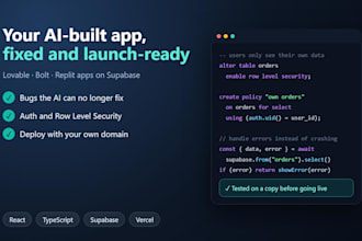 fix and finish your lovable, bolt or replit app with supabase
