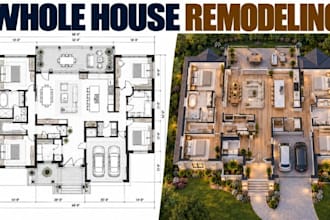create whole house remodeling 3d visualization with floor plans