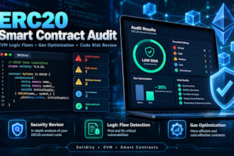 audit erc20 smart contracts for evm logic flaws, gas optimization,code risks