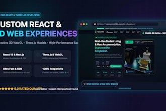 build custom react js web app and interactive 3d three js website