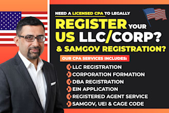 legally register your US llc, corporation, dba, and samgov as a licensed CPA