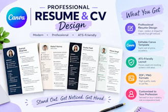 design a professional canva resume or CV