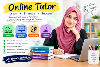 teach english, urdu, computer science and school subjects as an online tutor