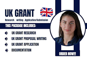 do UK grant research, UK grant writing, submission and documentation