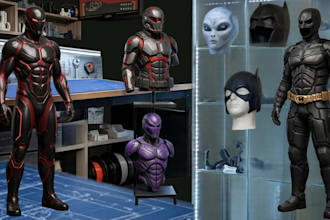 make wearable 3d cosplay creation, cosplay armor, cosplay helmet, prop, 3d mask