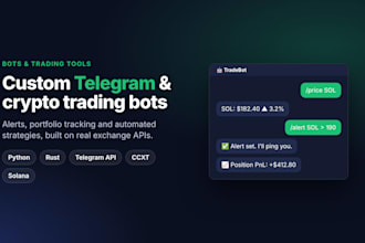 build a custom crypto trading bot or telegram bot