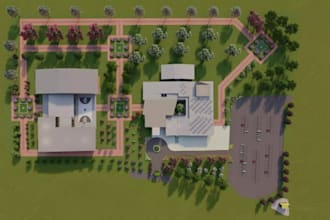 develop sport facilitation center, padel court 3d visual, parking station render