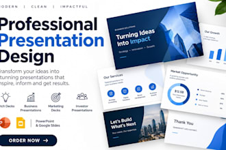 design modern powerpoint business presentation pitch deck redesign for client