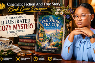 design a charming illustrated cozy mystery book cover