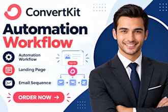 setup convertkit automation workflow kit landing page email sequence