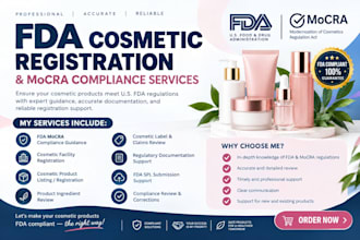 assist with fda mocra registration and cosmetic product compliance