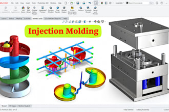 design plastic injection molds in solidworks with step files for manufacturing