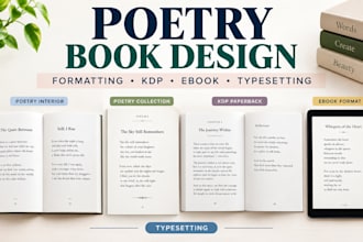 design and format poetry book, poetry ebook and amazon KDP paperback