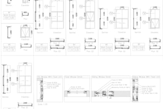 create aluminum window drawing, automatic sliding door detailing,install drawing