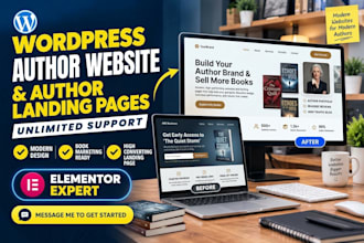 design a wordpress book author website, and author landing page