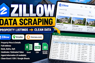 scrape zillow, trulia and homes real estate property listings data
