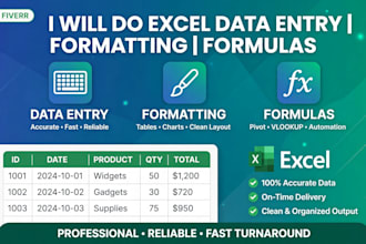 create excel spreadsheets and do data entry
