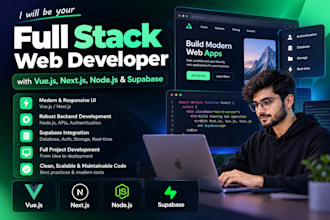 full stack developer with vuejs nextjs nodejs and supabase