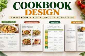 design cookbook, recipe book, cook book layout and amazon KDP interior