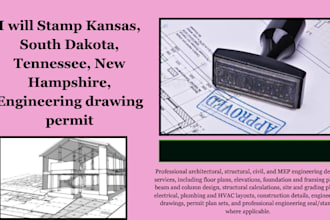 stamp kansas, south dakota, tennessee, new hampshire, engineering drawing permit