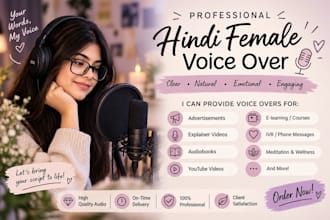 record a soft and emotional hindi female voice over
